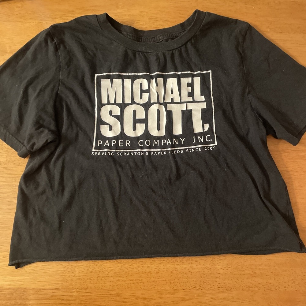 Michael Scott Paper Company The Office Black Crop Top T-shirt Size Large